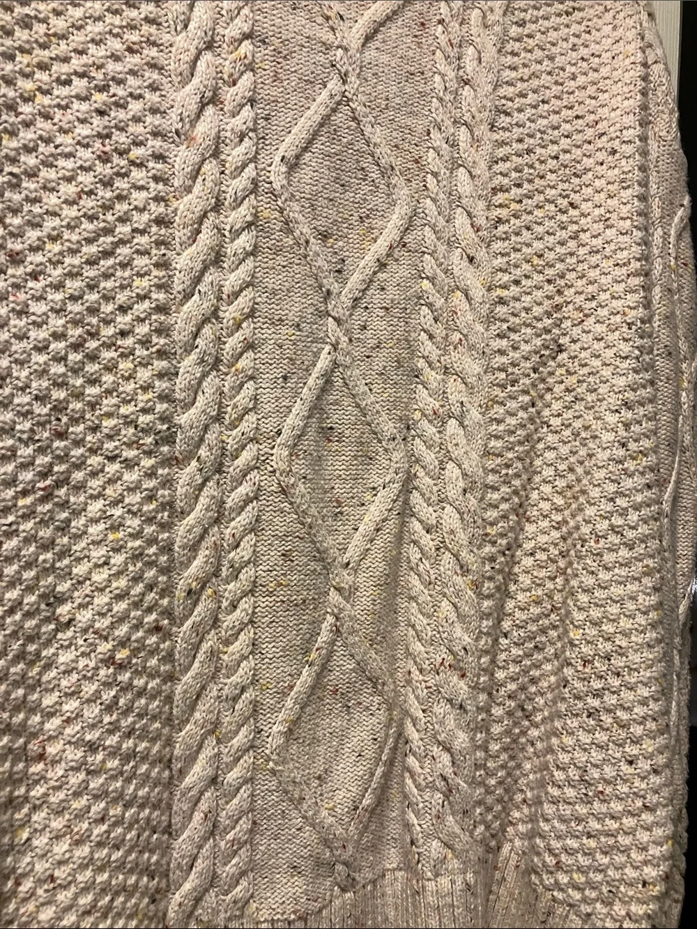 J. Crew Speckled Cream Cable Cardigan with Pockets